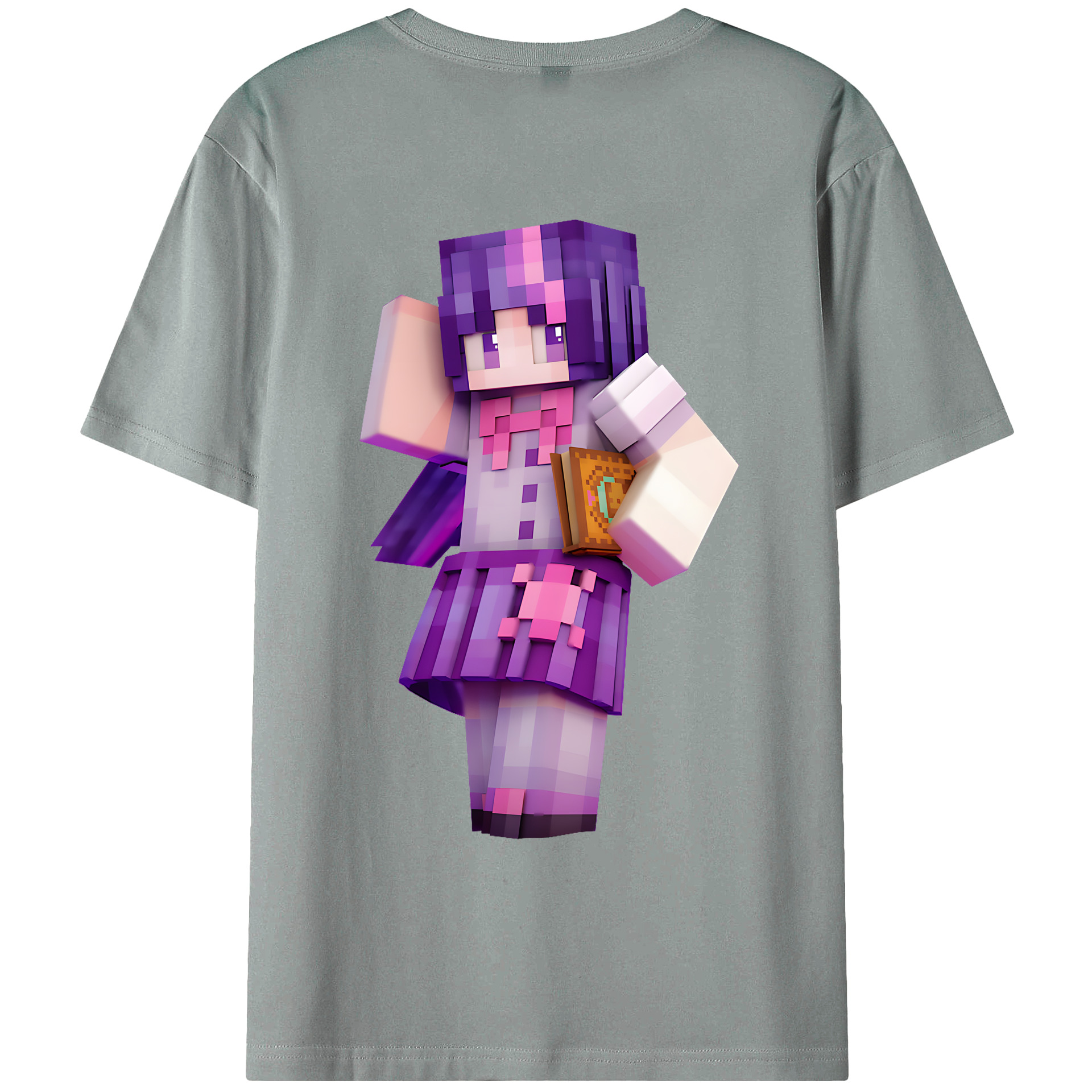 （画像用） マインクラフト ブロックの世界 Minecraft MC Block world 綿100％ メンズ半袖Tシャツ（バックプリント） 通気性